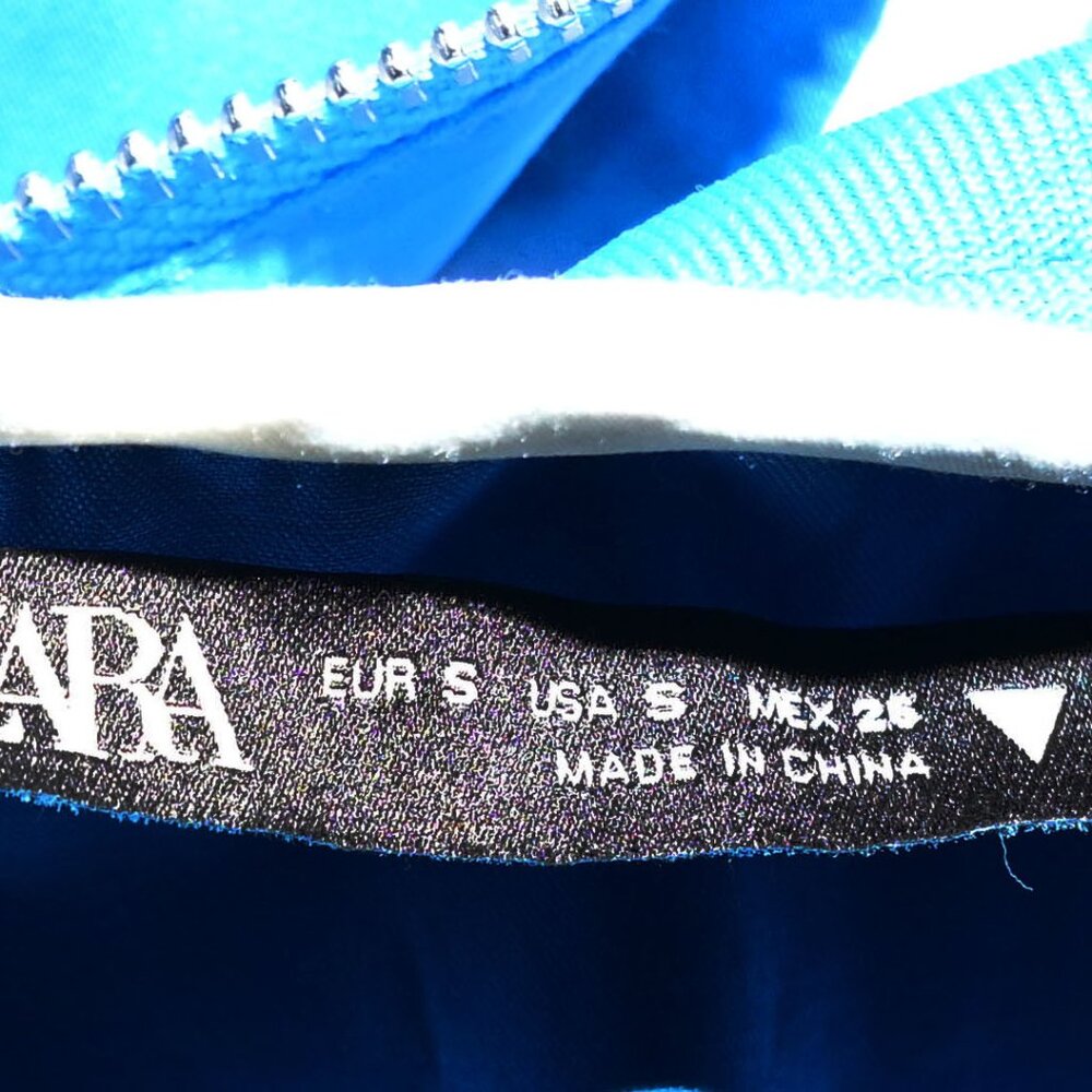 ZARA Satin Bright Blue Track Jacket, varsity jacket Size Small - Picture 4 of 4